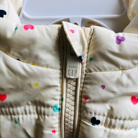 ❄️ [KID 2T] Baby GAP Puffer White Heart Vest COLDCONTROL Sleeveless Jacket Girl - Picture 5 of 7